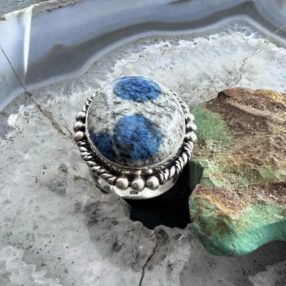 Sterling Silver Southwestern Style Teardrop K2 Jasper Ring Size 9 For Women
